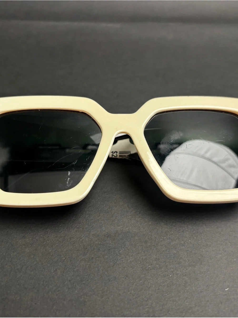 Ivory Square-Frame Women's Sunglasses - Black Lenses